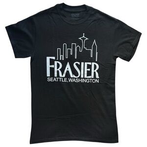 Vintage Y2K Frasier Seattle Washington Graphic Tee Shirt Black Women’s Small